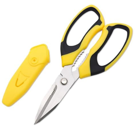 Heavy Duty Scissors - 9 Sharp Scissors with Stainless Steel Precision Blades, Soft Grip Handles - Wallpaper Shears, Durable & Comfortable Cutting for Carpet, Cardboard, Leather and Fabric & Plastic