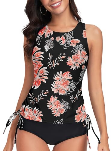WOWENY Damen Tankini Oberteil Bikini Tank Top Bademode Crossback Strappy Swim Top Oberteil Schnell Trocknend Sommer Padded Swimsuit Shirt,RB-PP,M