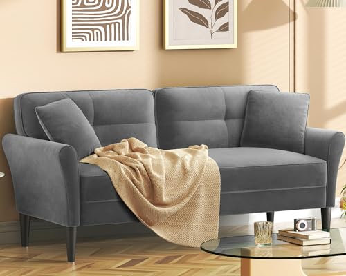 Domusensus 3 Sitzer Sofa Klein, 175 cm Kleines Sofa 3 Sitzer, Bequemes Kleines Sofas für Jugendzimmer, 3 Minuten Schnelle Montage ohne Werkzeug, Modernes Couch Klein für Wohnung oder Büro, Grau