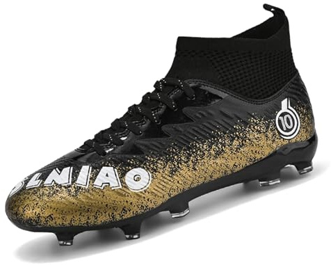 Unitysow Scarpe da calcio da uomo High Top Astro Turf Scarpe da Calcio Professionali Atletica Sneakers Adolescenti Sport Scarpe da Calcio, Nero , 41 1/3 EU