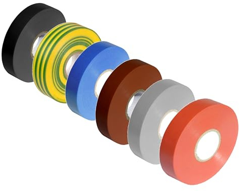 TERF® 6 Pack - Multicolor Electrical Tape 19mm (0.75 inch) X 33m (108 Feet) Strong Self Adhesive PVC Insulation Tape for Insulating Repairing, Protecting Electrical Wires and Wide Use of Sealing Tape