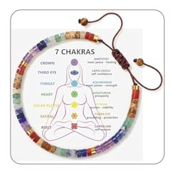 Pulsera Chakra para mujer, con piedras curativas y cristales, pulsera espiritual para mujer, 7 piedras curativas de chakra para meditación, relajación y ansiedad