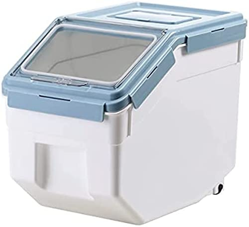 Secchio ermetico per riso, 20 l, contenitore per alimenti secchi con coperchio ribaltabile, per animali domestici, farina e prodotti da forno