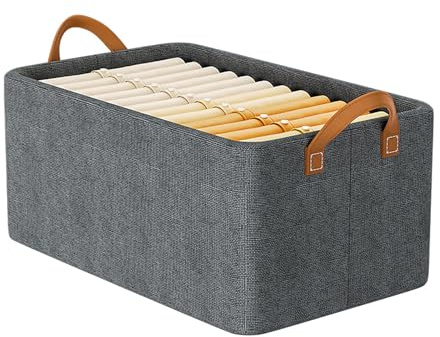 Klädarrangör Fällbara tyglagringsfack med galvaniserat stålram tjockt hållbart material för garderobshyllor Utility Room Home Organization 18.5x11.0x7.9in (Grå)