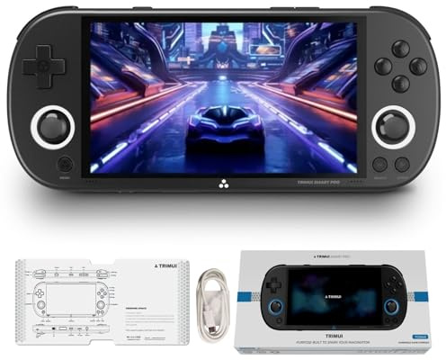 Consola De Juegos Portátil TRIMUI Smart Pro con Procesador Allwinner A133P del Sistema Linux – 5000mAh, Reproductor De Videojuegos Portátil De Pantalla IPS De 4,96 -Black||256GB