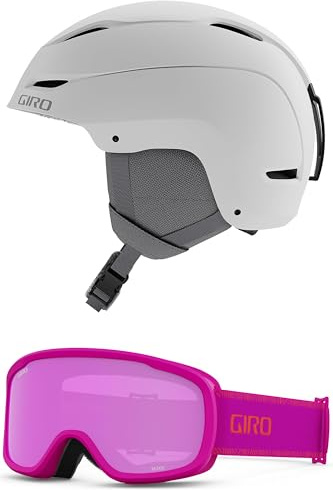Giro Ceva Kids Snow Helmet/Goggle Combo - (Combo) Matte White - Pink Chute - Size Medium