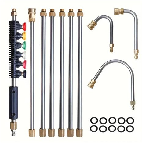Ensemble de lance télescopique for nettoyeur haute pression 4000 PSI, pistolet nettoyage mural, rallonge en acier inoxydable