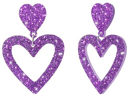 WATEFOER Pendientes Corazón para Mujer Pendientes Colgantes Corazón Brillante Acrílica Bonitos Regalos de Joyería para San Valentín, Cumpleaños, Aniversario