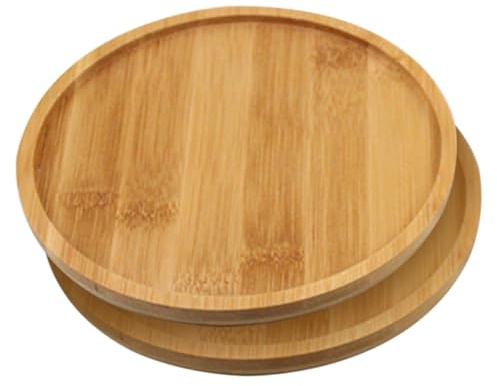Yardenfun 2 Pezzi Sottovaso Rotondo in bambù per Vasi da Fiori Vassoio di Base per Piante da Interno ed Esterno Piccolo Sottovaso Decorativo per Fioriere Raccolta Acqua