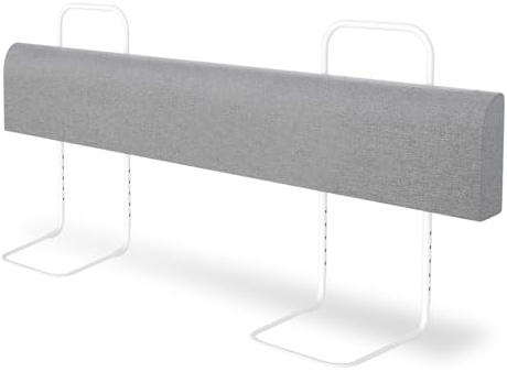 Eikuavons Bettgitter Bettschutzgitter 150 cm, Rausfallschutz für Kinderbett und Familienbett, 5-Fach höhenverstellbar 40-60 cm, biegsames weiches Bettgitter mit 2 Halterungen, Grau