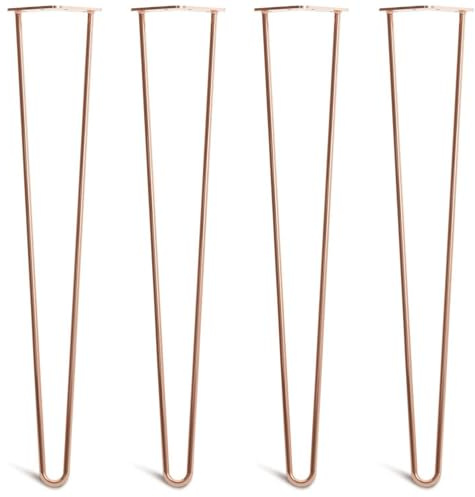The Hairpin Leg Co. 4X Haarnadel-Tischbeine: Doppel-Schweiß Stahl, Schrauben, Anleitung, Schutzfüße. Klassischer 10mm 2 Stangen Stil. 71cm Kupfer
