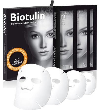 Biotulin - BioCellulose Mask x4 - Anti-Falten Feuchtigkeitsmasken mit Spilanthol, Hyaluronsäure und Aloe Vera - Frische und strahlende Haut