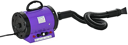 PawHut Asciugacapelli Professionale per Cani Gatti Animali 2800W velocità e Temperatura Regolabili 3 ugelli intercambiabili Inclusi Viola