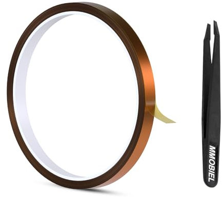 MMOBIEL Cinta Adhesiva (10mm x 30m) - Cinta de Polyimide Resistente al Calor para Sublimación Térmica Adhesiva de Alta Temperatura ESD para HVAC Electrónica Soldadura Impresión 3D etc.