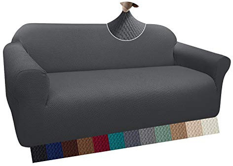 Granbest Thick Sofa Covers 3 Seater Stylish Pattern Stretch Couch Covers Non-Slip Sofa Slipcover with Elastic Bottom for Living Room Dog Pet Furniture Protector (3 Seater, Grey)