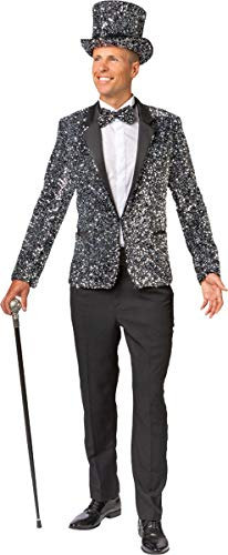 Orlob Herren Kostüm Paillettenjacke Silber Karneval Fasching Gr. 56