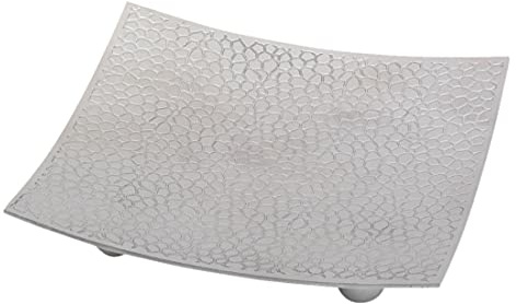 NKlaus piatto portacandele quadrato 10x10cm ottone nichelato opaco piattino portacandele 10608