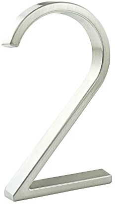 HASWARE Floating House Number Sign: 5 inch Modern Door Signage - Striking for Street Home Address Numerals (2, Silver)