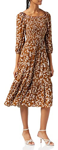 Louche Loe-Flower-Press Robe, Marron, 38 Femme