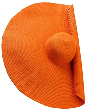 Tianbi Damen Sonnenstrohhut Mit Breiter Krempe, Übergroße Strand-Strohhüte, Faltbarer Schlapp-Sonnenhut, Verstaubarer Sonnenschutzhut