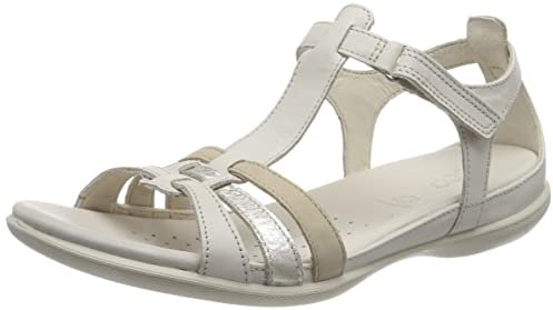 ECCO Damen Gruuv M Black Teardrop Sandal, Limestone Pure White Gold Beige, 39 EU