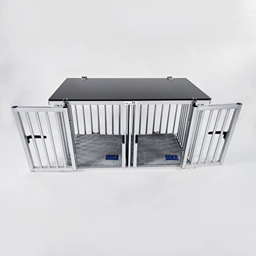 Callieway Faltbare/Klappbare ALU DOGBOX/Hundebox/Transportkäfig klappbar (Twinbox S)