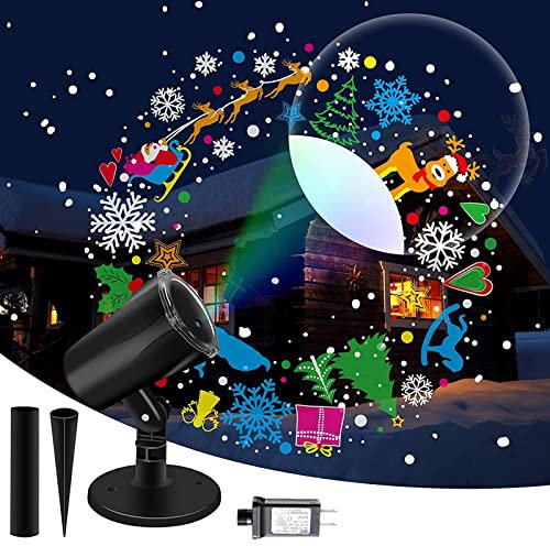 Luci del proiettore di Natale, proiettore di luce a LED Proiettore rotante impermeabile per esterni con fiocco di neve Luci del proiettore di Natale Decorazioni natalizie Proiettore di luce 3D per fes