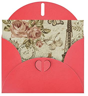 Red Paris Vintage-Postkarte, hochwertiges Perlenpapier, Grußkarte: > 10,2 x 15,2 cm, für Geburtstagskarte, Valentinstag, Hochzeitstag, Abschlussfeier, Einladungskarte usw.