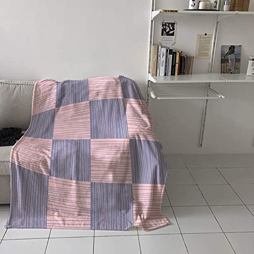3D Kuscheldecke 150x200 Gitter Warme Decke Geometrie Flanell Fleecedecke Pink Lila Flauschig Weich Wohndecke für Sofadecke Couchdecke Sofaüberwurf Bettüberwurf