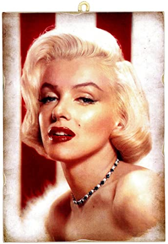 KUSTOM ART Bild im Vintage-Stil, Schauspieler, Hollywood, Marilyn Monroe, Druck auf Holz, 18 x 25 cm, Möbel für Kosmetikerinnen, Schönheitssalon, Friseure