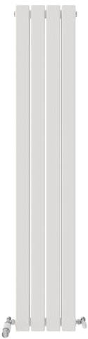 iBathUK Apex Wall Mounted Vertical Double Slim Flat Panel Radiator, 4-Column Steel, Hydronic Central Heating, High Thermal Output, Modern Designer Radiator for Bathroom in Matt White, 1600x304 mm