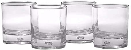 luckxuan Trinkgläser/Wassergläser Haushaltsglas-Tasse altmodischer Whisky-Trinkgläser, klare schwere Basis mit Luftblasen-Entwurf in Glas, 10 Unzen (4 Stück) Trink-Becher aus Glas