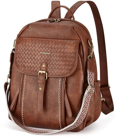 Missnine PU Leder Rucksack, Damen Leder Rucksack Umhängetaschen Damen Modern Wasserdichte Reisetasche