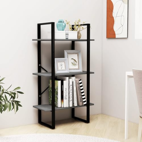 THOYTOUI Lagerregal, Regalschrank Schallplattenregal Stehsammler Bücherregale Geeignet für Wohnbereich Balkon Badezimmer Büro Grau 60x30x105 cm Massivholz Kiefer