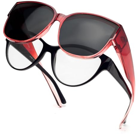 Face Shadow Polarisiert Überzieh Sonnenbrille über Normale Brille UV400 | Übergroß Überbrille für Brillenträger, für Damen Herren, Ultra Leicht für Fahren, Radfahren, Sport und Freizeit