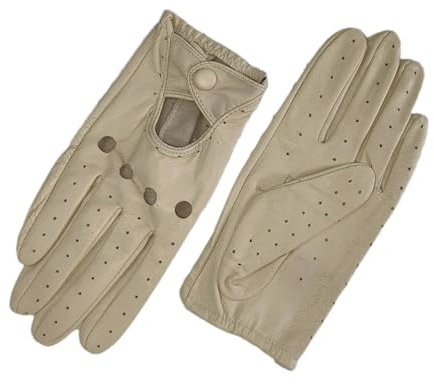 ZouoYYii Damen-Lederhandschuhe, dünn, ungefüttert, farbige Lederhandschuhe, beige, 8.5