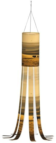 SABFWF Lustiger Windsack mit Hochlandkuh-Druck, für Herbst, Winter, Thanksgiving, Outdoor und Geister-Thema, Windsack mit Stange