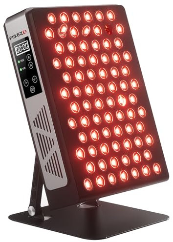FliKEZE Red Light Therapy, 78 LEDs Dual Chip, 660nm & 850nm Infrared Light Therapy, Near Infrared Lamp for Muscle Recovery, Pain Relief, Energy Boost, Durable Full Metal Housing, Adjustable Stand