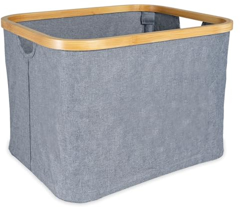 Staubox 2er-Set 4 Fach faltbar | Aufbewahrungskorb Nelson | Regalbox Kallaxregal Bambus 8L (1 x Large anthrazit)