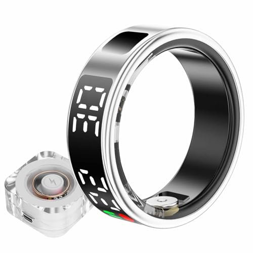 Anello Impermeabile Intelligente Anello di Sonno for Cardiofrequenzimetro Indossabile Scatto di Foto con Gesti Aerei Anello Intelligente con Batteria a Lunga Durata Compatibile con Iso e Android(Silve