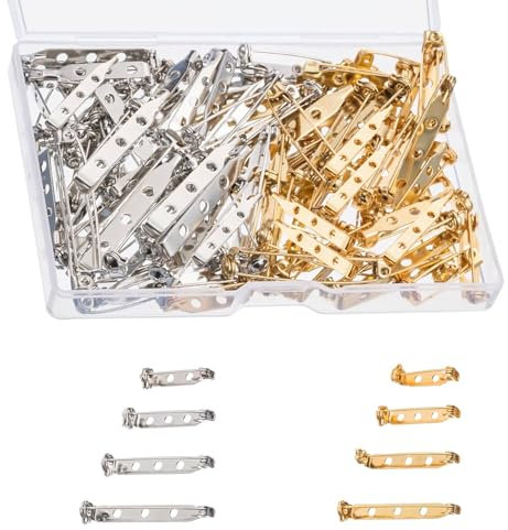240 STK Broschennadeln, Sicherheitsverschluss mit Rückenbügelbefestigung - Gold, Silber, 20mm, 25mm, 30mm, 35mm