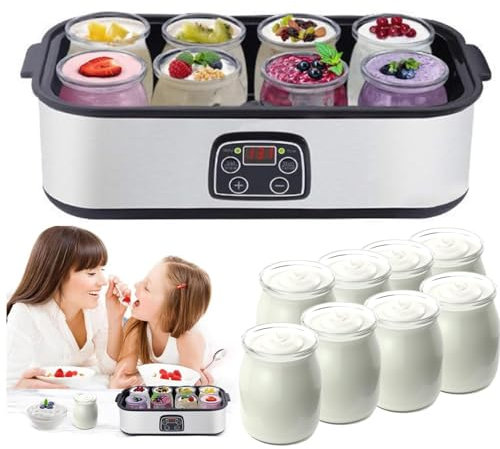 Probiotic Yogurt Motor, 1400ML Automatic Yogurt Maker with 8 Jars, 25W Multi-Function Electric Yogurt Machine, Portable Healthy Yoghurt Machine for Homemade Yoghurt, Perfect for Home Organic Yogurt