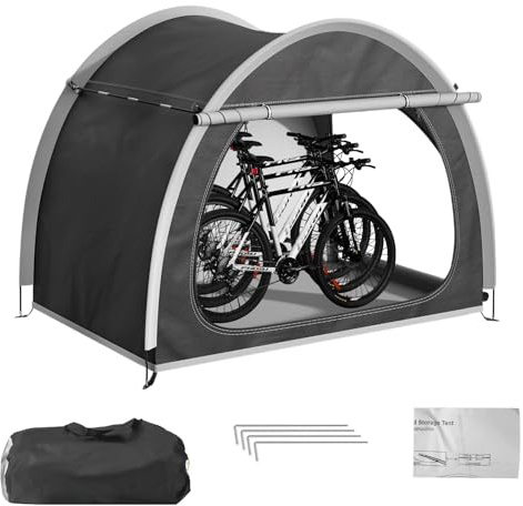 Fahrradgarage Wetterfest - Fahrradabdeckung für 2-4 Fahrräder - Multifunktionales Geräteschuppen Lagerzelt, Carport & Gartenschuppen für Camping, Fahrräder, Motorrad, ATVs & Reisen