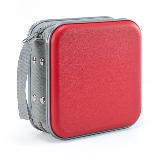 LIOVODE DVD-Tasche,48 Kapazität CD-Hülle Halter Lagerung Veranstalter Hartplastik Schutz Disc-Geldbörse für Auto (48 Kapazität, Rot 48)