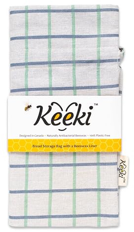 Keeki Bag - The Original Beeswax-Lined Bread Storage Bag, Longer Blue