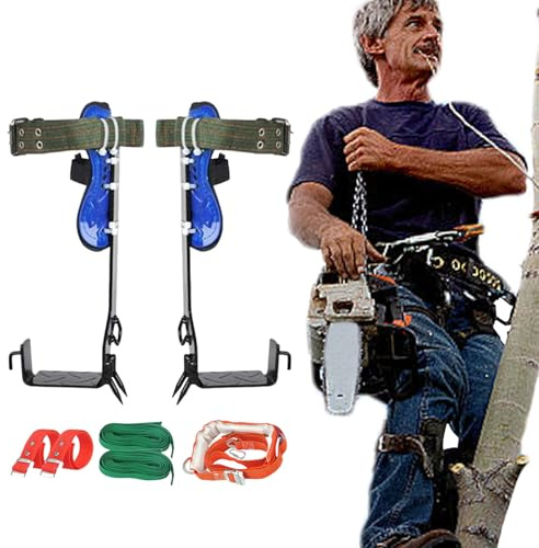 Baumklettern Spurs - Verstellbare Pole -Kletterspitzen mit Sicherheitsgurten | Professionelle Kletterausrüstung für Baumpfleger, Gartenarbeit, Baumarbeiten, Kokosnusspfläge, Wartung von U. Outdoor Uti