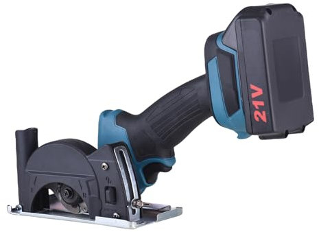 Juroupi Juroupi Cordless Circular Saw, Handheld Angle Grinder with Non-Slip Handle, Rechargeable Cut Off Tool for Cutting Metal Wood Tile Marble (3-Inch Single-Handed Circular Saw 2 Batteries (UK)