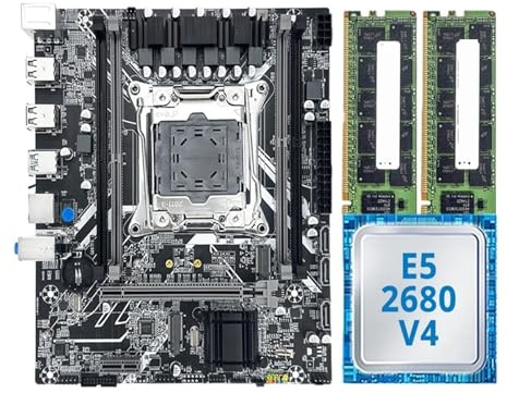 Placa Base for Juegos X99 con CPU Xeon E5 2680 V4 y Memoria DD4 de 32 GB (2 x 16 GB) a 2133 MHz, NVME M.2 3 for Ordenadores de Escritorio.(Motherboard+CPU)