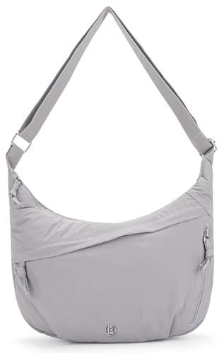 VIMUTI Halbmond Umhängetasche Damen | Wasserabweisende Nylon Crossbody Bag Damen | Moon Bag mit Verstellbarem Schultergurt | Schultertasche für Arbeit, Reisen, Alltag & Festival (GRAU)