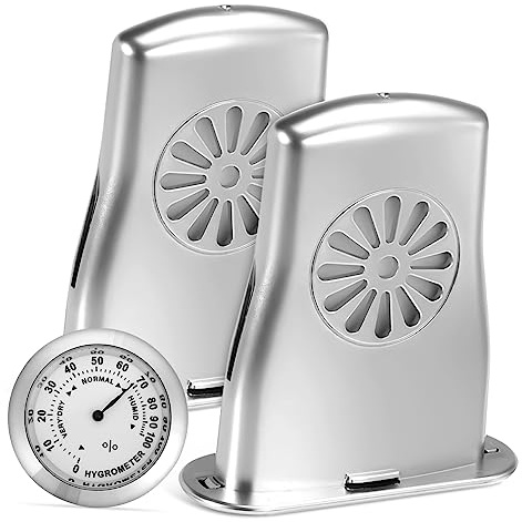 HANABASS Violin Thermometer and Hygrometer with Silver Acoustic Guitar Humidifiers, Abs Material, Temperature and Humidity Measurement for Musical Instruments Care